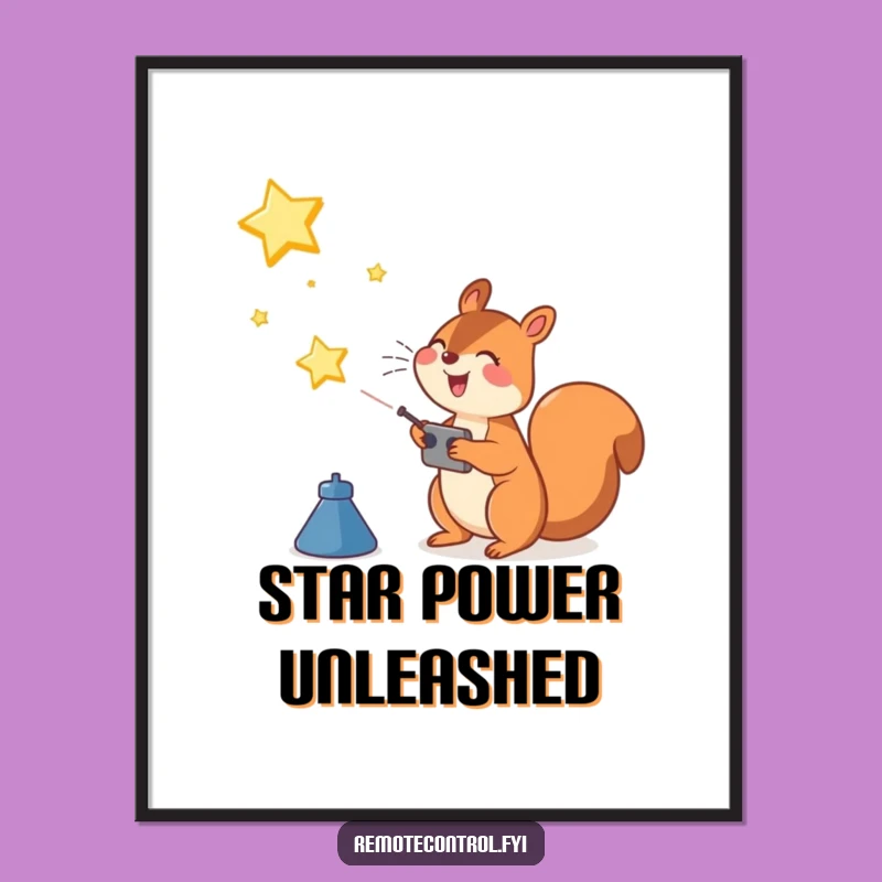 Funny Squirrel Starry Night Poster: Joyful Launcher, Quirky Funny Gift Wall Art