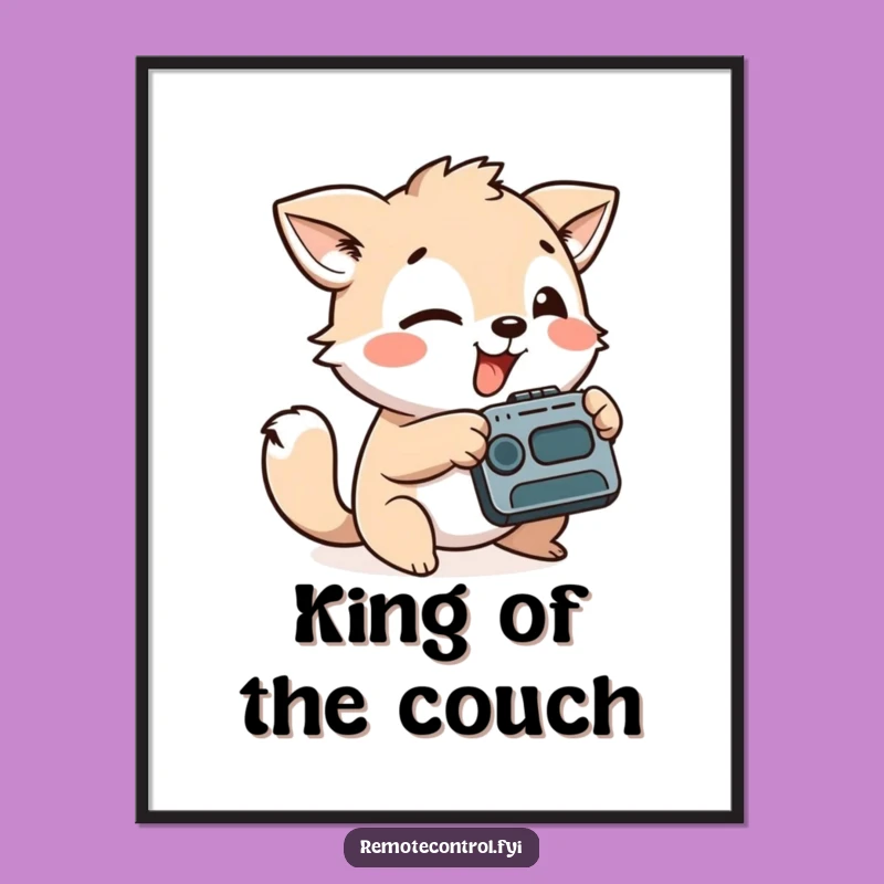 Funny Playful Animal Remote Control Poster, Entertainment Decor Funny Gift