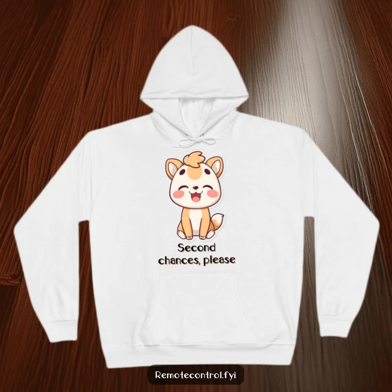 Funny hoodie depicting a joyful animal character pleasedly rewinding a moment, exuding comfort and happy nostalgia.