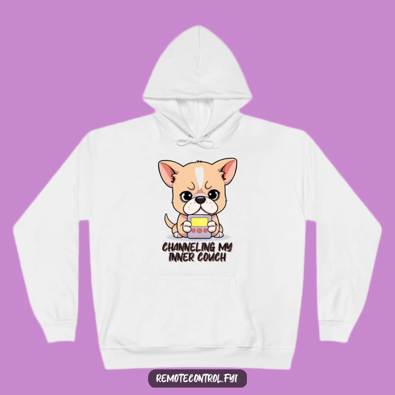 Funny Dog Remote Hoodie: Cozy Determined Canine Sweatshirt for Screen Devotees