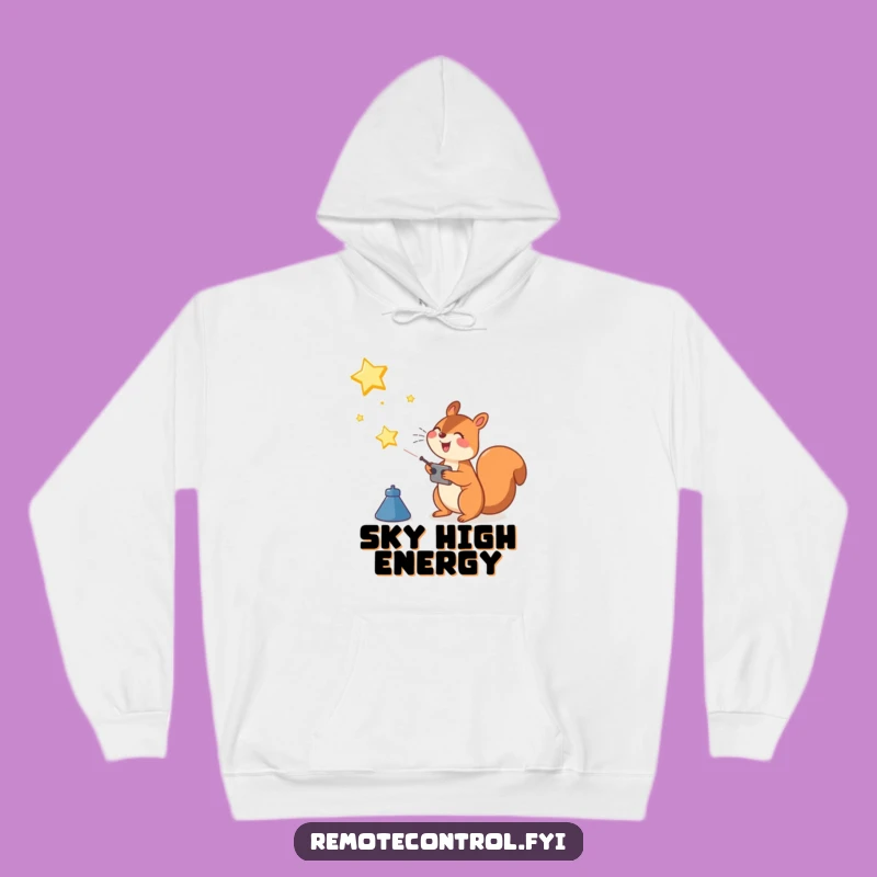 Funny Squirrel Cozy Hoodie: Joyful Star Launcher, Warm Funny Gift for Dreamers