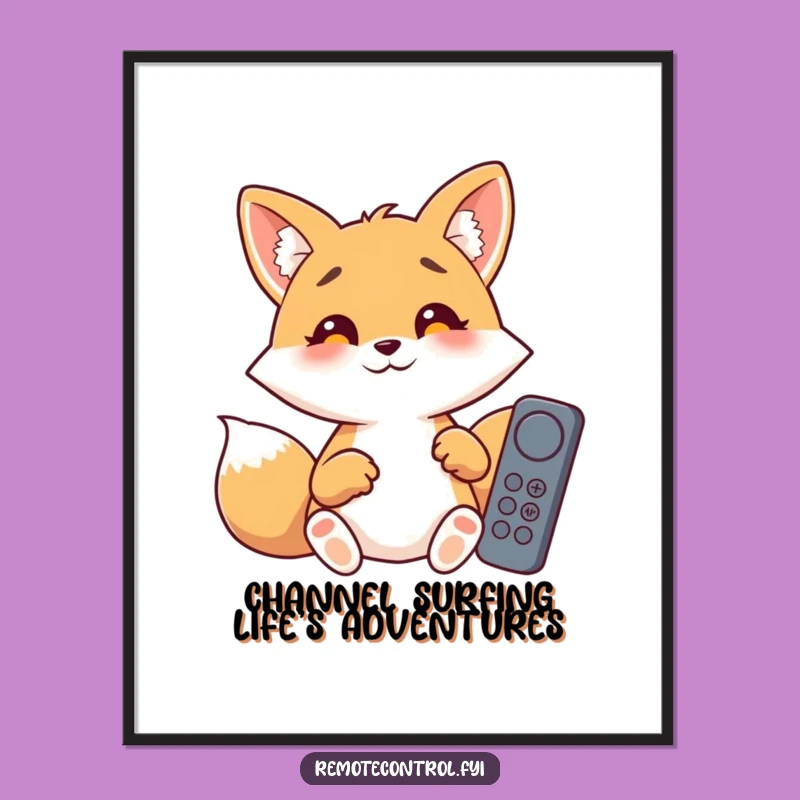 Free Printable Wall Art: Giggling Fox Remote Chaos Humorous Digital Decor