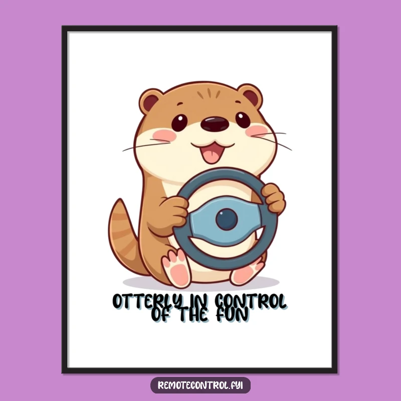 Free Printable Funny Otter Wall Art: Joyful Driver Decor, Downloadable Gift