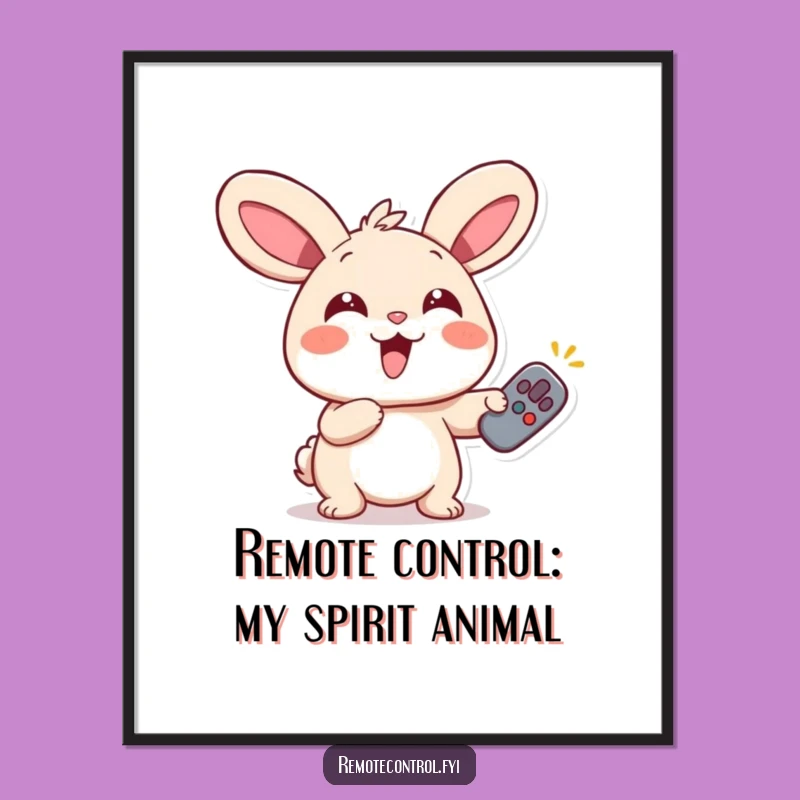 Free Printable Giggling Rabbit Wall Art - Remote Fanatic Downloadable for Fun Decor