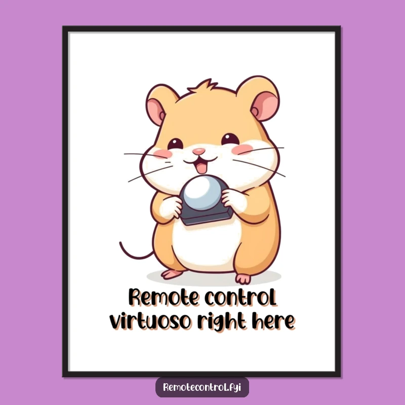 Free Printable Hamster Art: Playful Remote Spin Downloadable Wall Decor