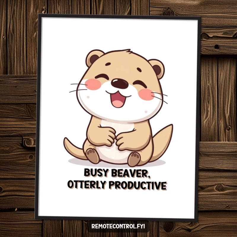 Funny Free Printable Wall Art: An ecstatic otter furiously tapping buttons, bringing digital delight to any room.
