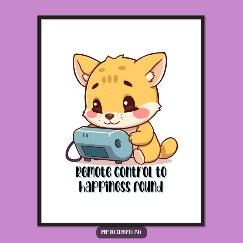 Free Printable Wall Art: Curious Animal Remote Control Intrigue