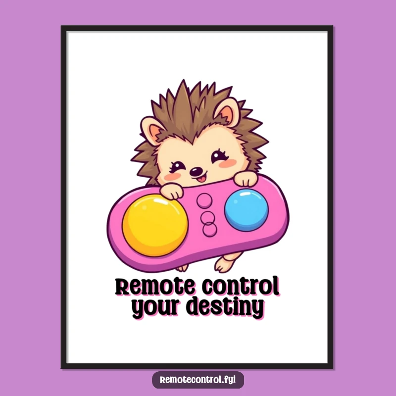 Free Printable Wall Art: Funny Hedgehog Button Pusher Humorous Digital Decor