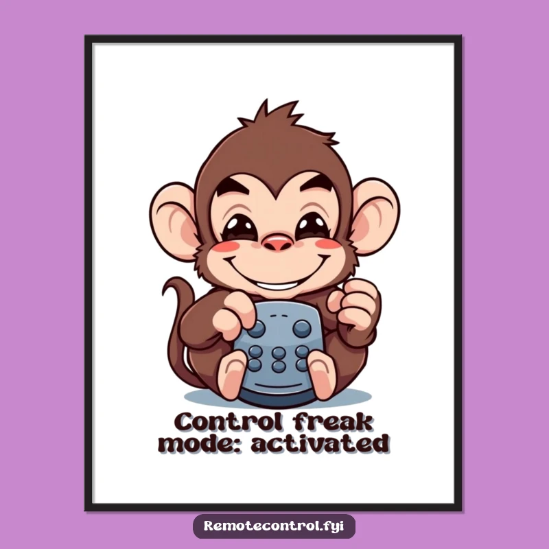 Free Printable Wall Art: Monkey Remote Grin Funny Downloadable Decor for Your Space