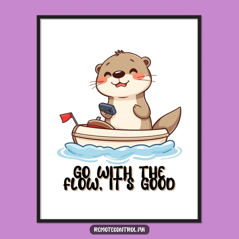 Funny Free Printable Otter Wall Art: Remote Controlled Toy Boat Adventure Downloadable Decor