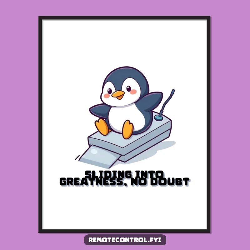 Funny Free Printable Penguin Wall Art: Remote Control Ramp Slider Downloadable Decor