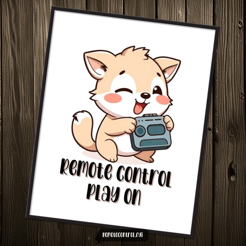 Funny Free Printable Wall Art: A playful animal character aims a remote control with a silly face, creating humorous decor.
