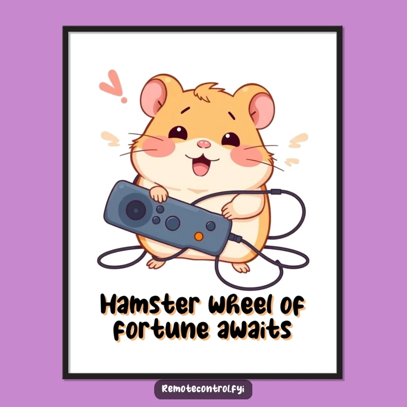 Free Printable Wall Art: Silly Hamster Gamer Remote Control Chaos Downloadable Art