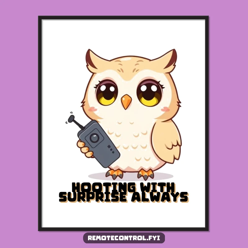 Free Printable Owl Art: Surprised Tech Lover Downloadable Wall Decor