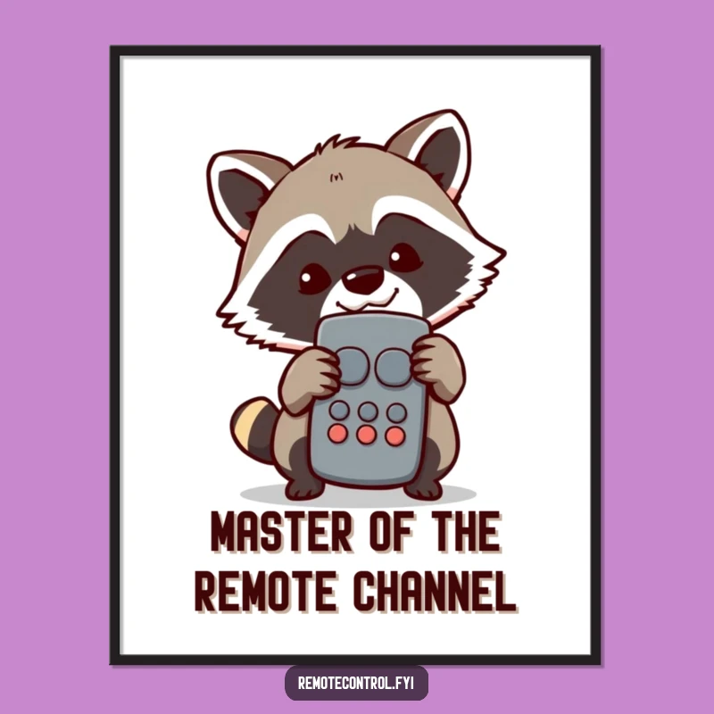 Free Printable Raccoon Art: Mischievous Remote Control Downloadable Wall Decor
