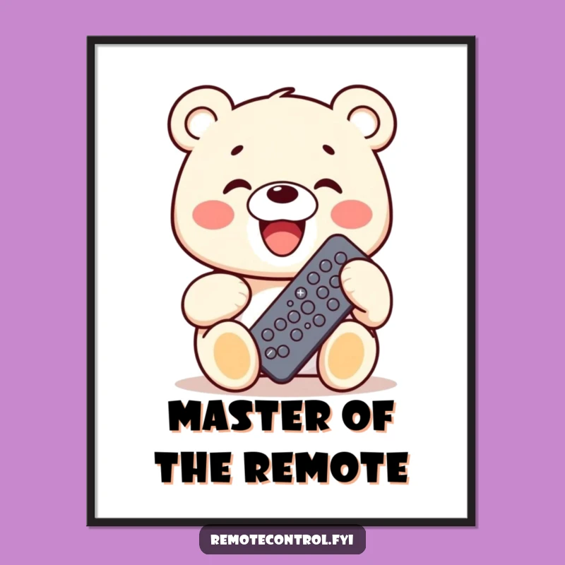 Grinning Bear Remote Wall Art: Funny Free Printable Downloadable Art