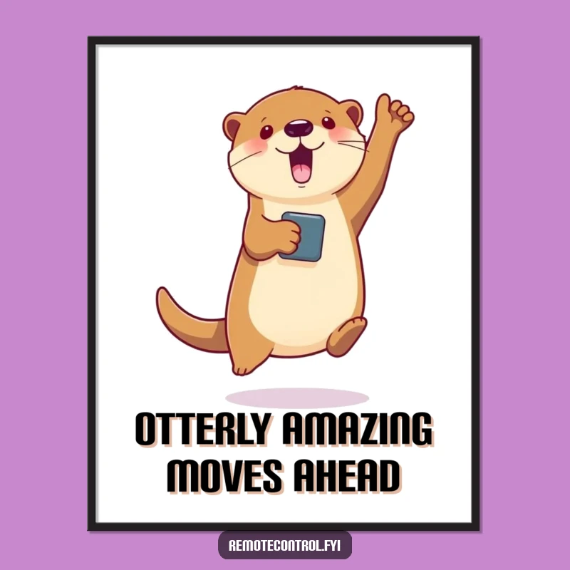 Free Printable Wall Art: Whimsical Dancing Otter Remote Control Master Downloadable Art