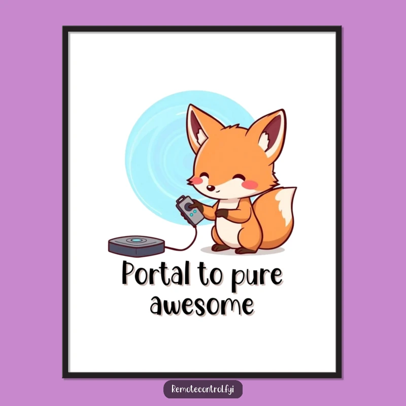 Free Printable Wall Art: Funny Fox Portal Explorer Downloadable Decor