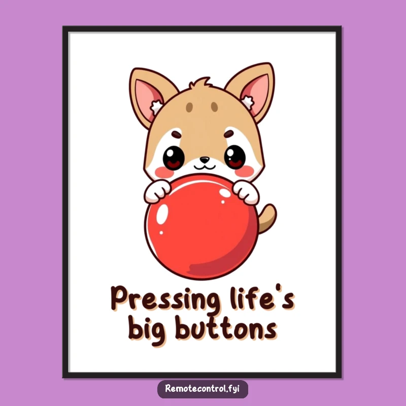 Free Printable Wall Art: Determined Animal Pressing Button, Motivational Decor