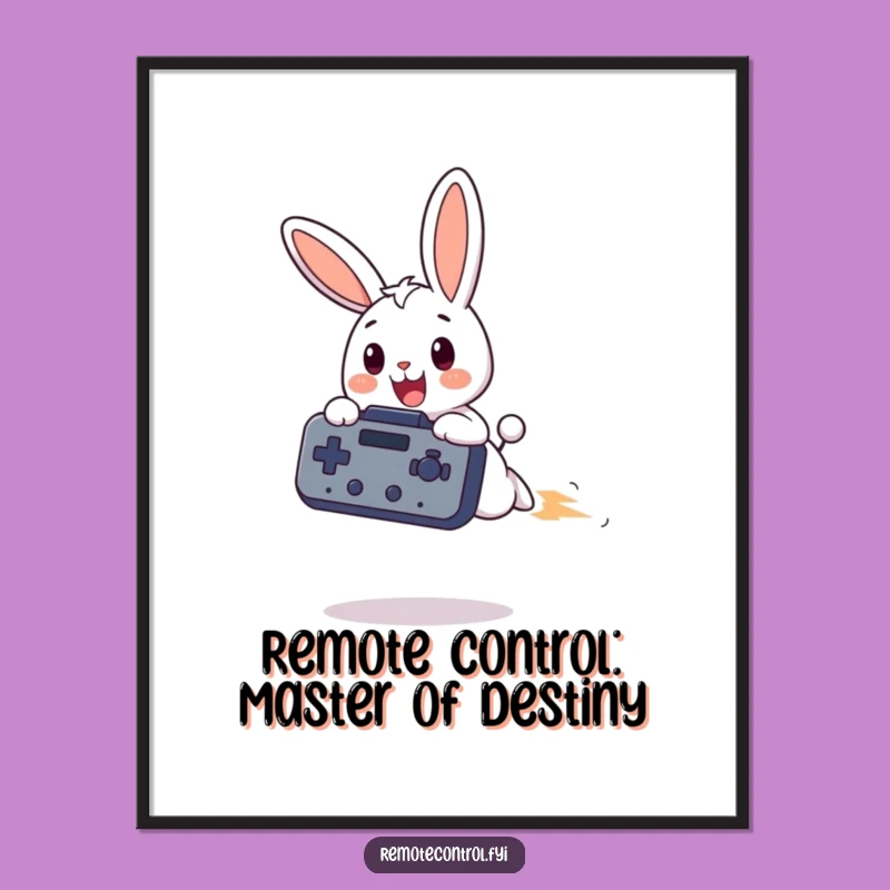 Free Printable Funny Bunny Remote Control Wall Art - Hilarious Digital Downloadable Decor