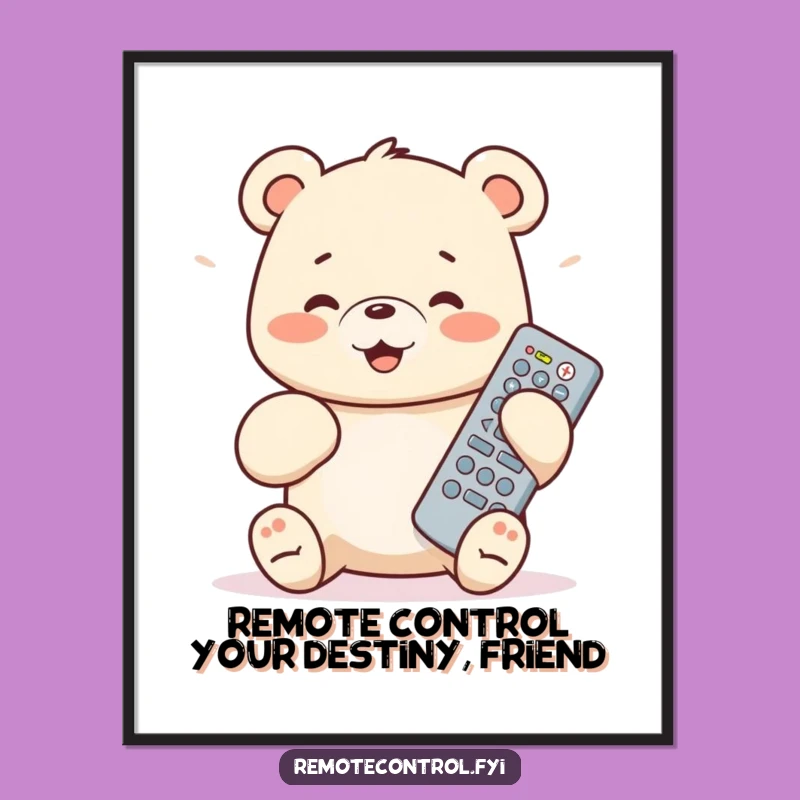 Funny Free Printable Wall Art: Bear Cub Remote Control Fan - Humorous Downloadable Decor!