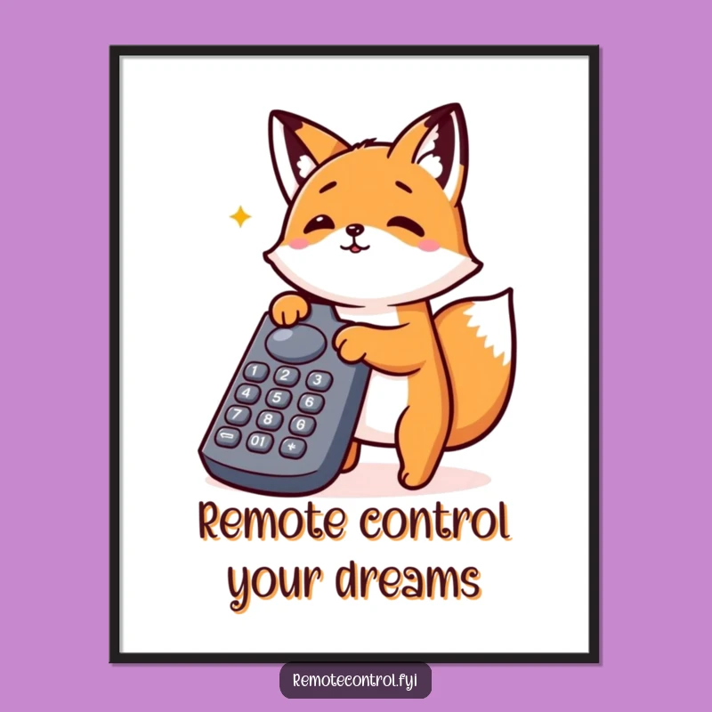 Kawaii Fox Button Masher Wall Art: Funny Free Printable Downloadable Art