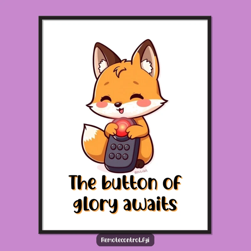 Free Printable Funny Fox Red Button Wall Art - Intriguing Digital Downloadable Decor