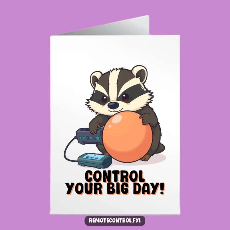 Free Printable Funny Birthday Card: Badger Controls Ball - Hilarious Downloadable Gift