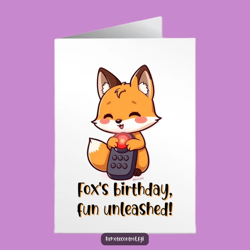 Free Printable Funny Fox Birthday Card - Cheeky Red Button Surprise Downloadable Gift