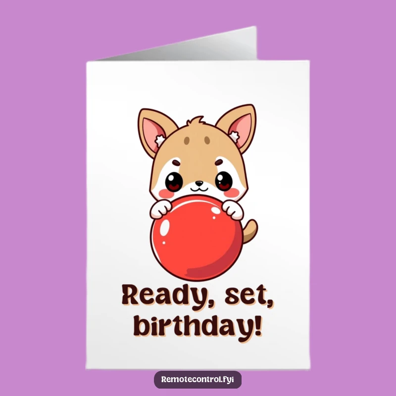 Free Printable Birthday Card: Determined Animal Pressing Button for a Blast of Fun