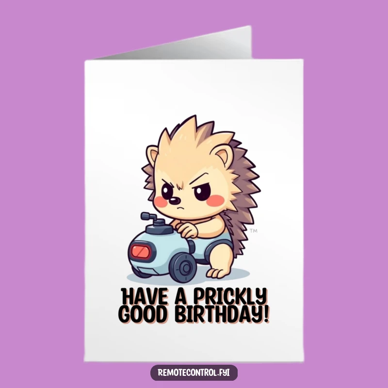 Free Printable Birthday Card: Hedgehog Robot Control, Hilarious Downloadable Gift