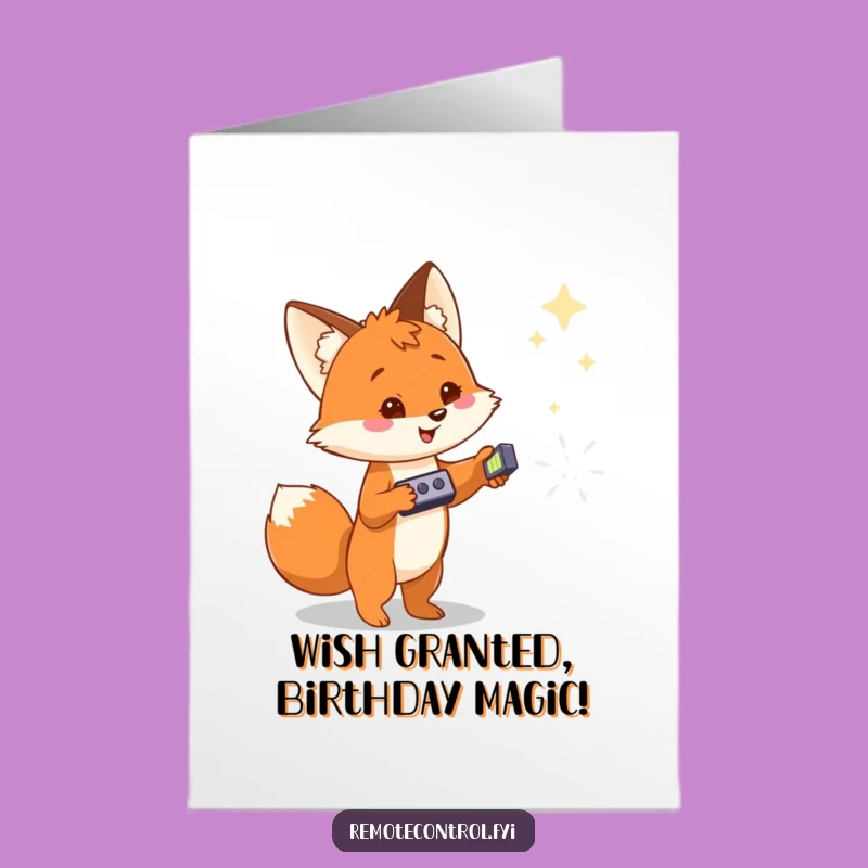 Free Printable Birthday Card: Magic Fox Wishes Downloadable Gift for Dreamers
