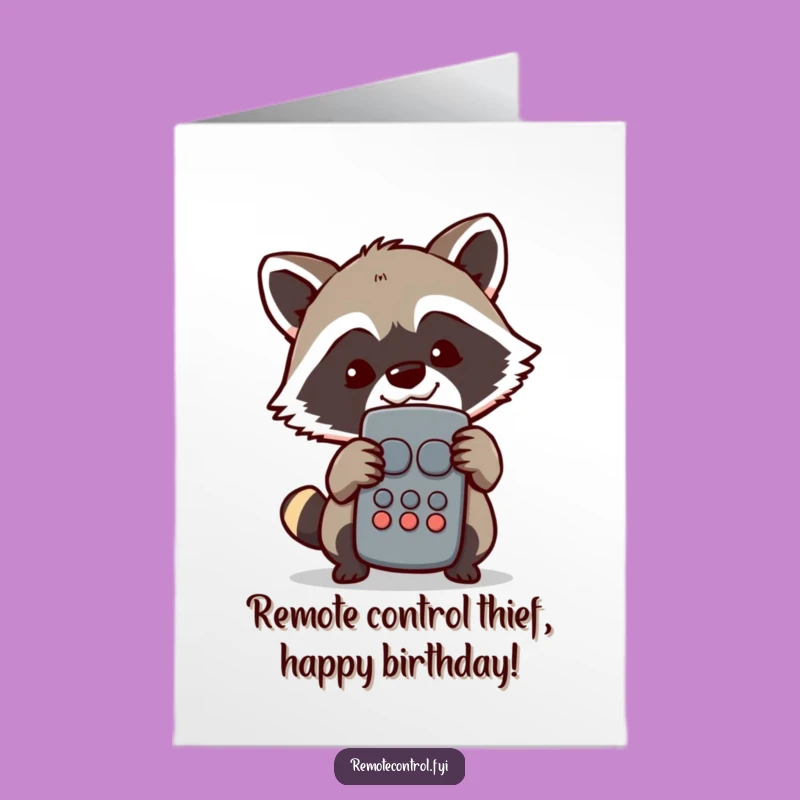 Free Printable Raccoon Birthday Card: Sneaky Remote Fun Downloadable Gift