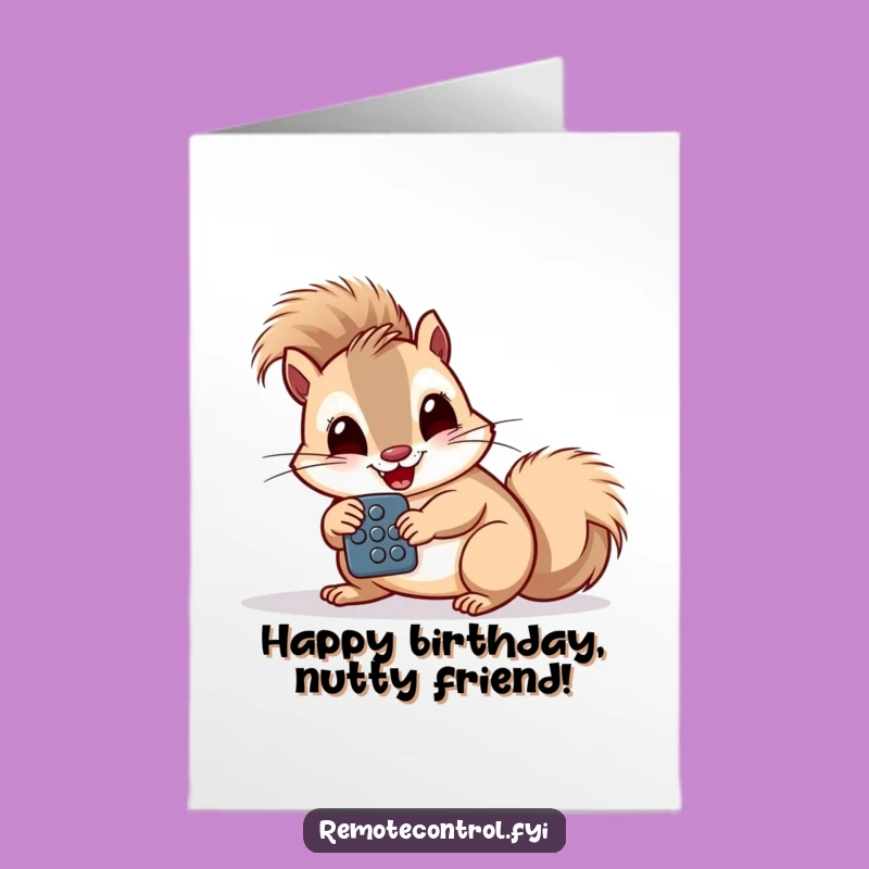 Free Printable Funny Squirrel Birthday Card - Remote Control Animal Downloadable Gift