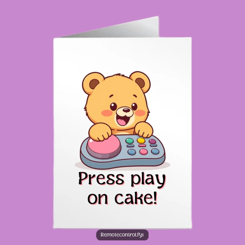 Free Printable Birthday Card: Funny Bear Cub Button Mash Downloadable Gift