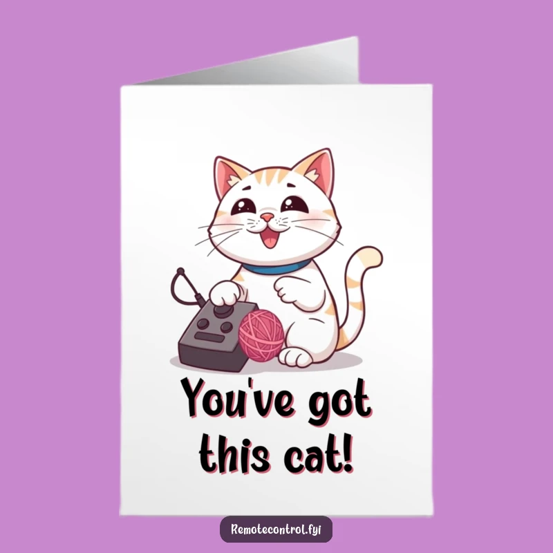 Free Printable Congrats Card: Cat Remote Yarn for Hilarious Downloadable Gift