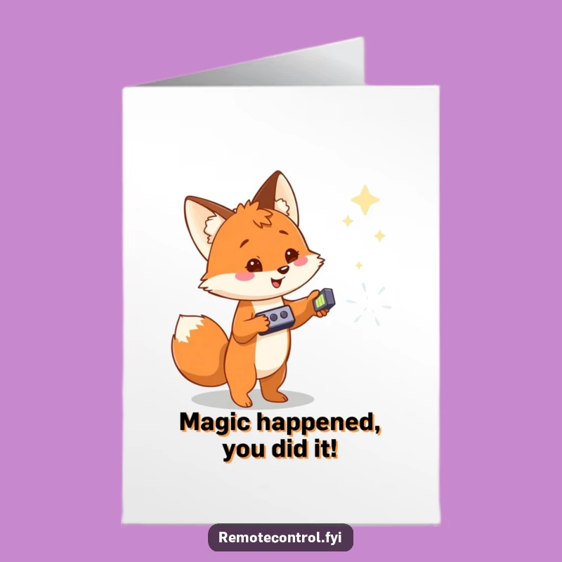 Free Printable Congrats Card: Fox's Magical Achievement Downloadable Gift