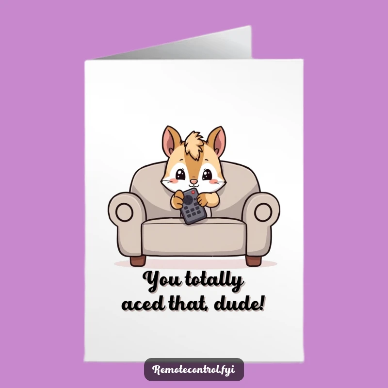 Free Printable Congrats Card: Mischievous Squirrel Remote Control Fun