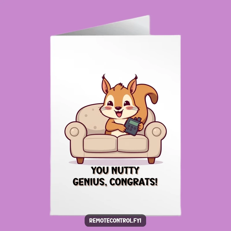 Free Printable Congrats Card: Squirrel's Remote Victory - Funny Downloadable Gift