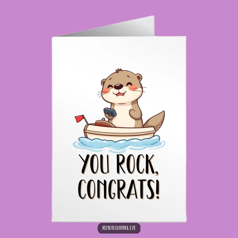 Free Printable Otter Congrats Card: Remote Victory Voyage Downloadable Gift