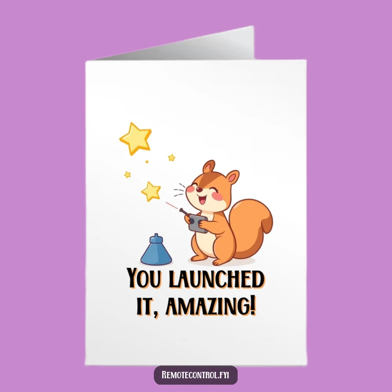 Free Printable Squirrel Congrats Card: Starry Achievement Downloadable
