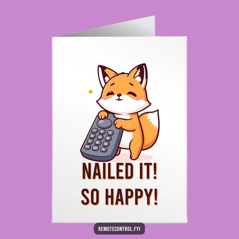 Success! Free Printable Card: Fox’s Button-Pushing Joy Downloadable Congratulations