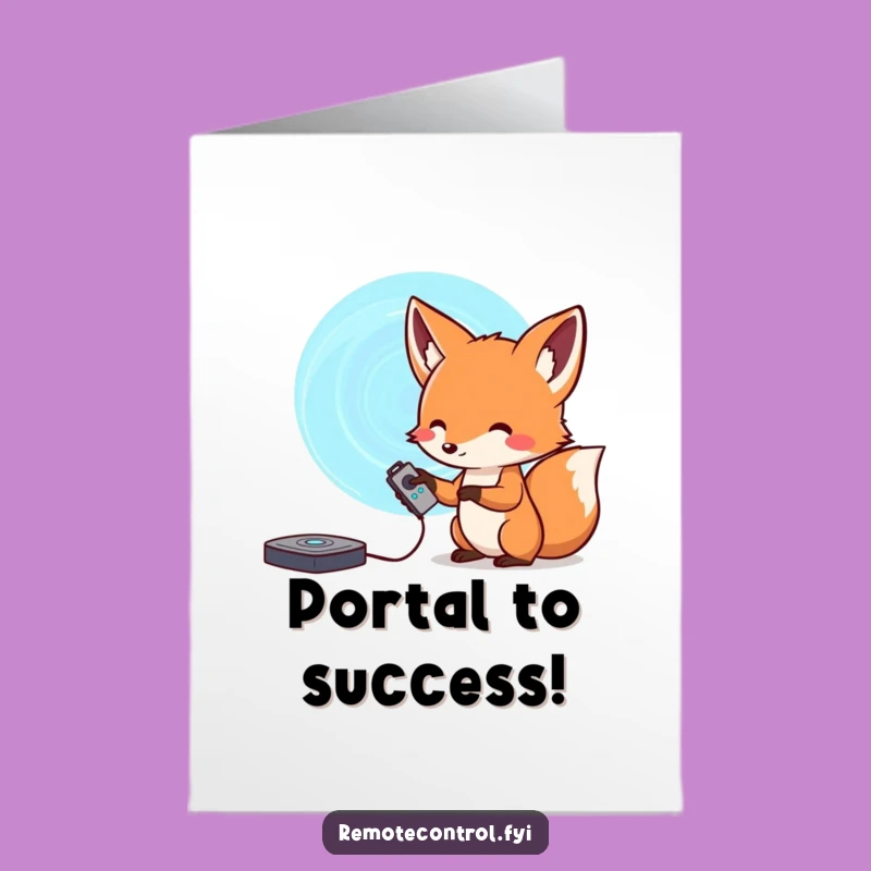 Free Printable Congrats Card: Fox Portal Jump Downloadable Gift