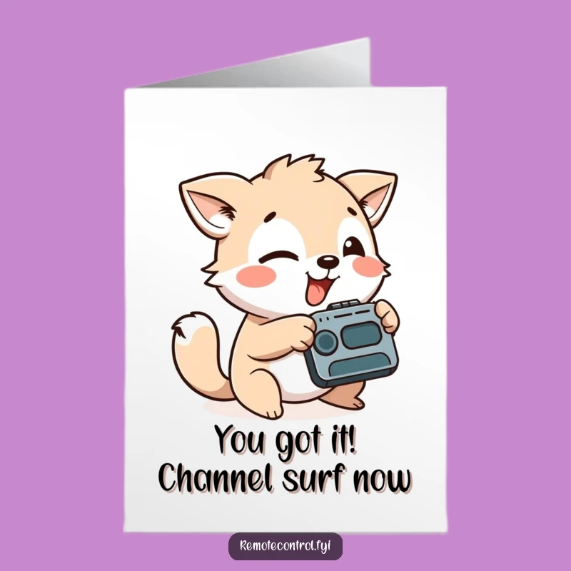 Free Printable Congrats Card: Playful Animal Remote Silly Funny Downloadable Gift