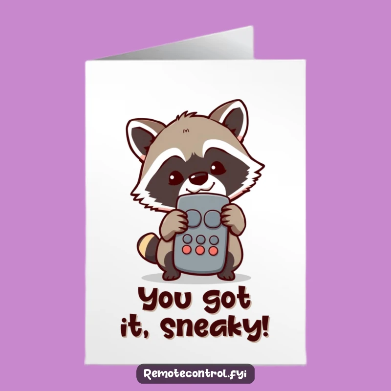Free Printable Raccoon Congrats Card: Sneaky Remote Victory Downloadable