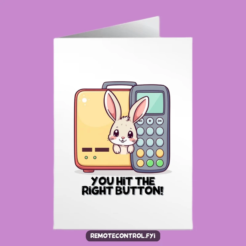 Free Printable Congratulations Card: Curious Bunny Remote Control Humor for Your Big Win