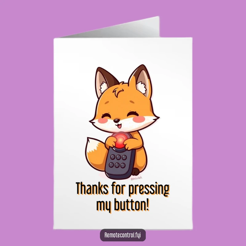 Free Printable Funny Fox Thank You Card - Red Button Appreciation Downloadable Gift
