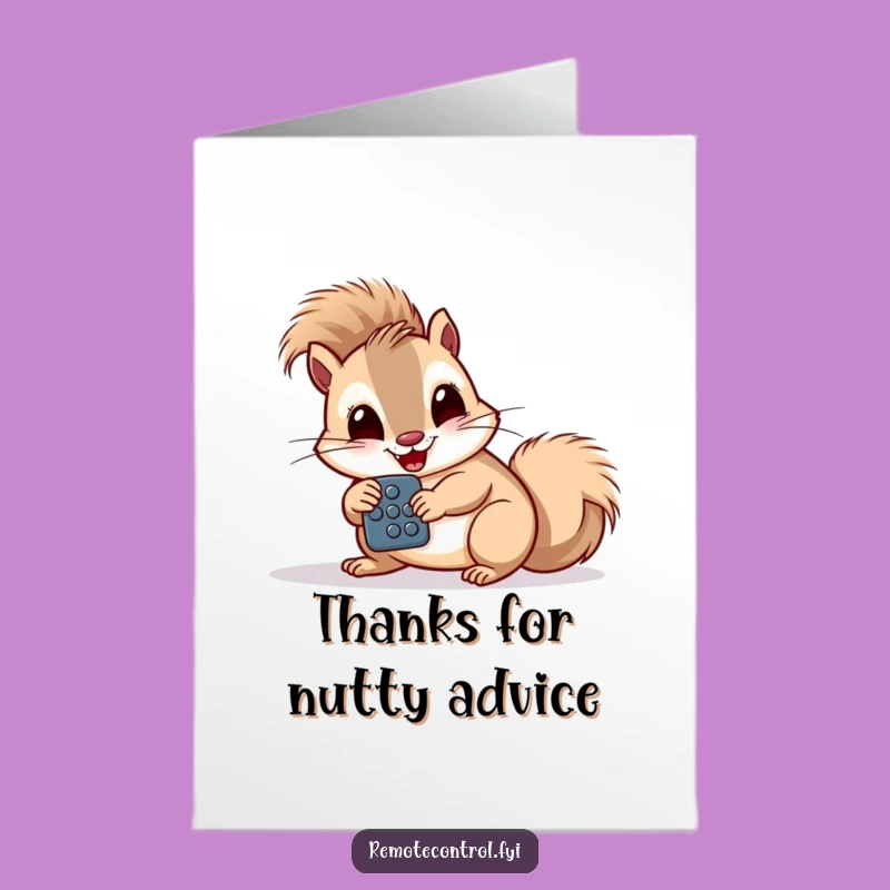 Free Printable Funny Squirrel Thank You Card - Remote Control Animal Downloadable Gift