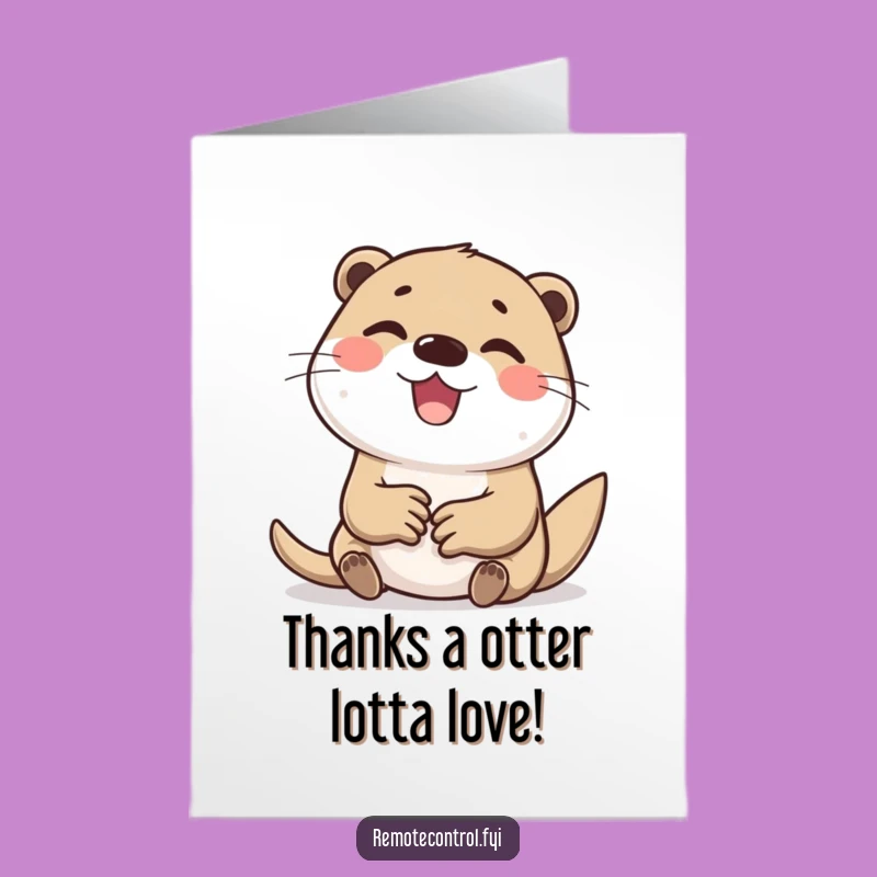 Free Printable Otter Thank You Card: Grateful Animal Downloadable Greeting