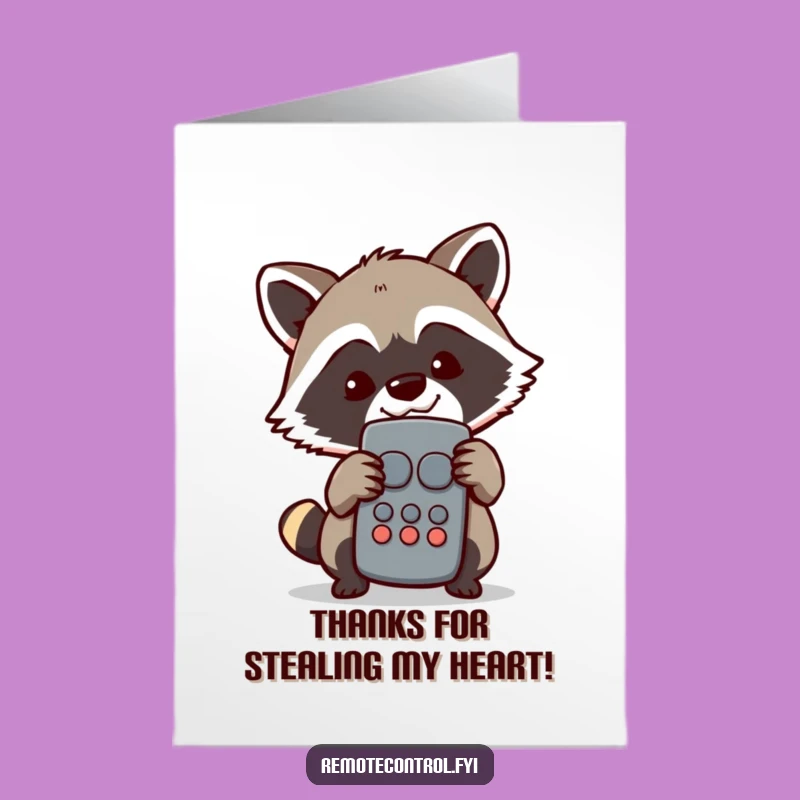 Free Printable Raccoon Thank You Card: Funny Remote Control Gratitude Downloadable